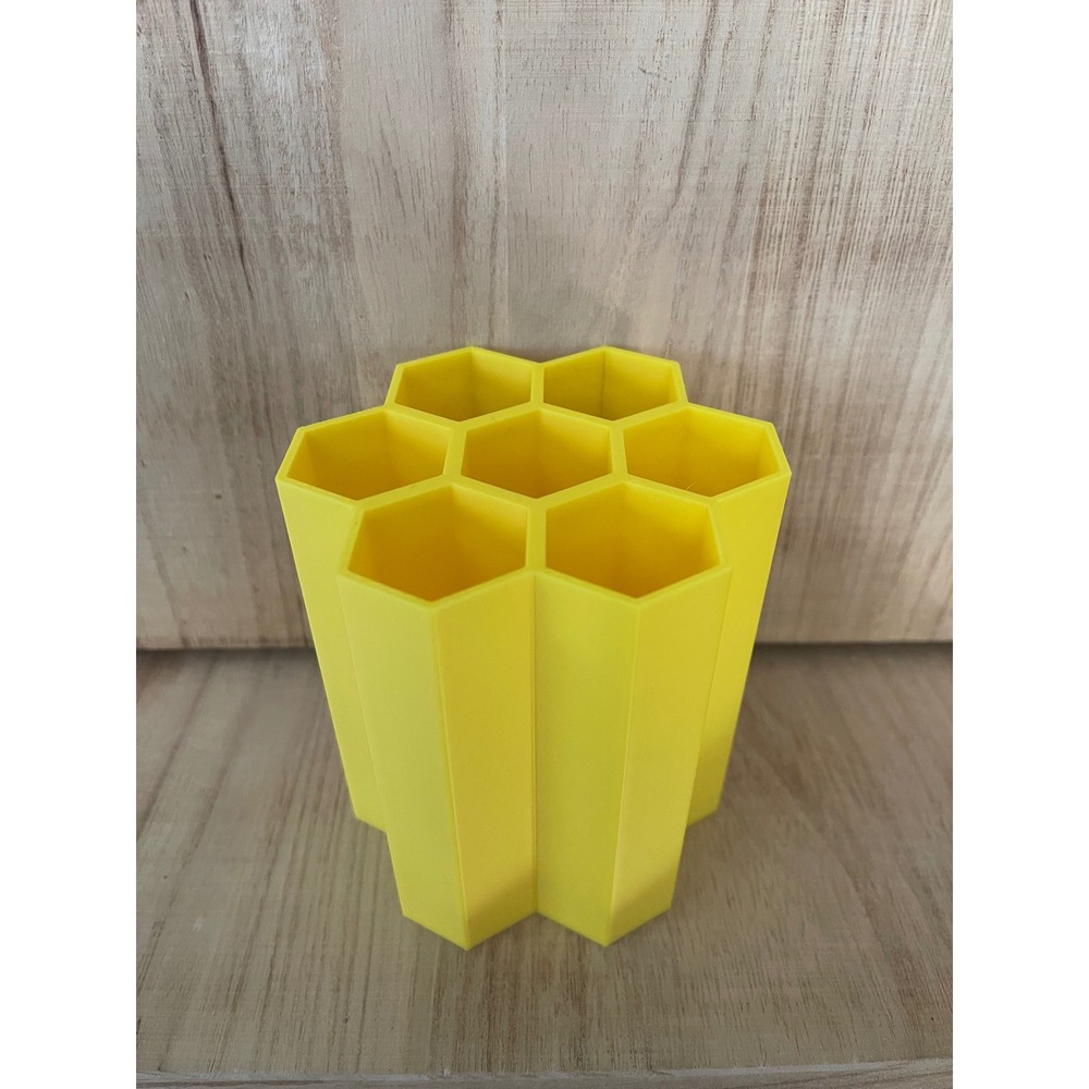 Honeycomb Yellow Plastic Pen Holder 3D
Printed 4"